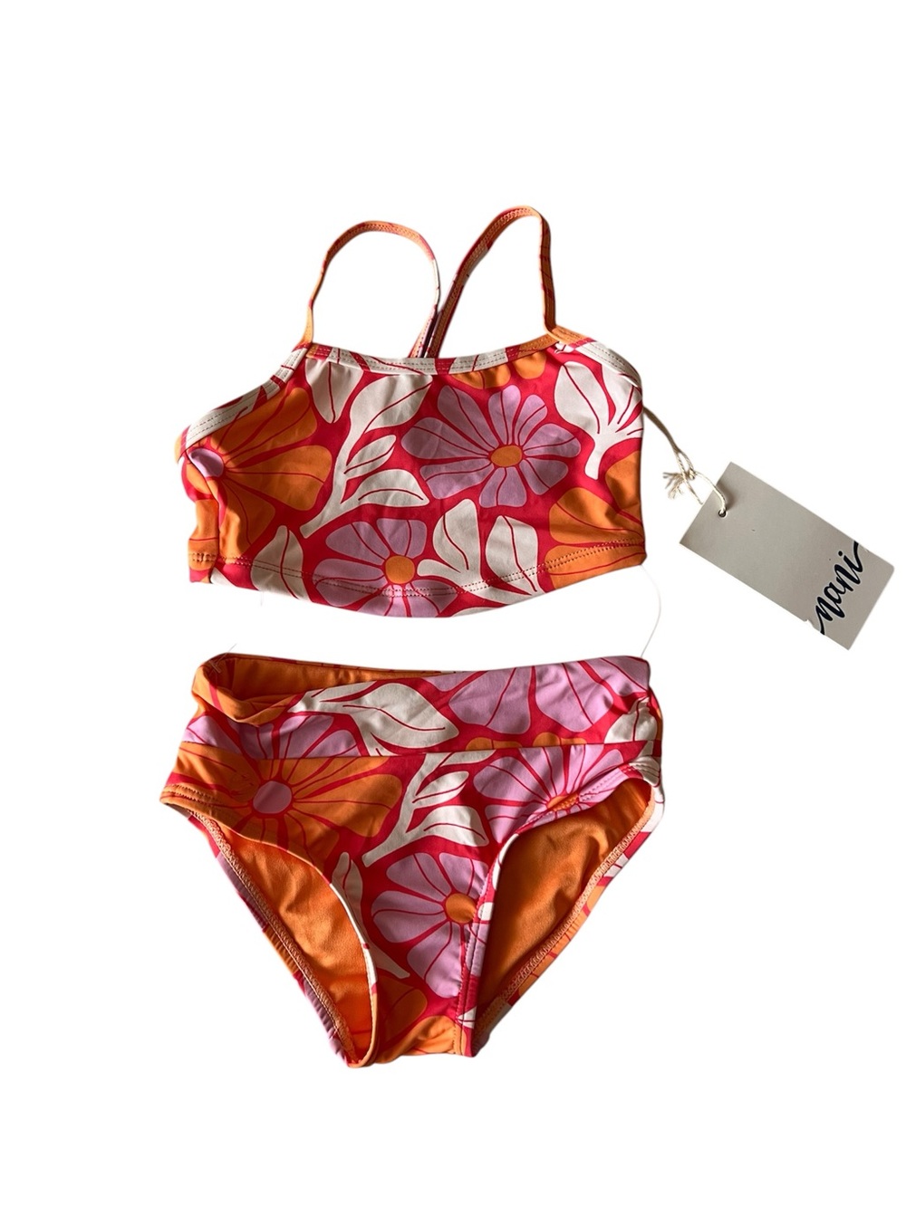 Kids Floral Two-Piece Bikini - Pink & Orange